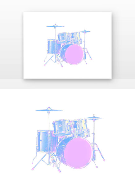 彩色架子鼓酸性风格乐器元素图片下载