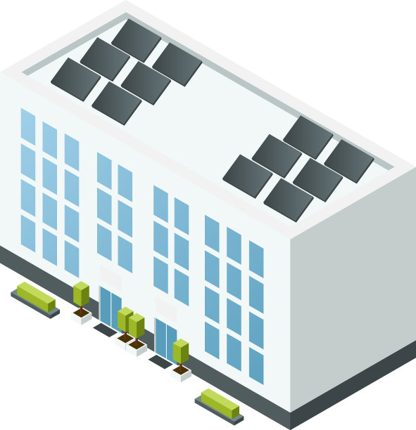 屋顶采用太阳能板的等距建筑生态图片下载