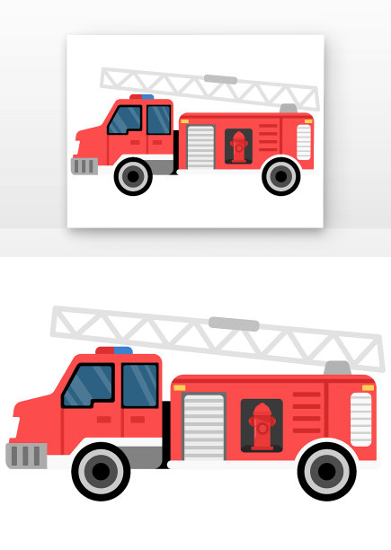 矢量扁平消防车图片下载