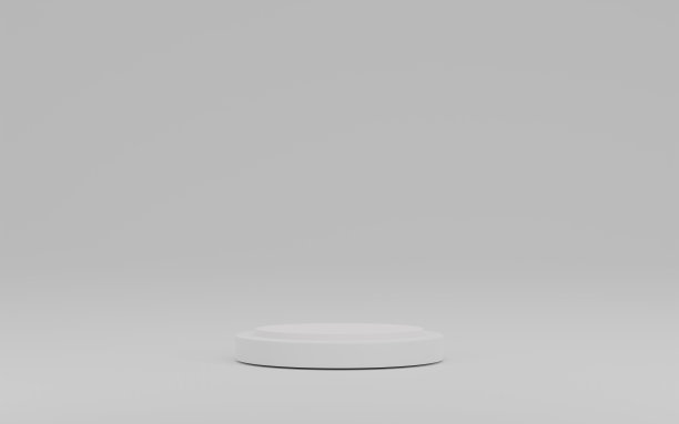 白色灰色工作室中极简主义平台的3d渲染和产品展示的照明。图片下载