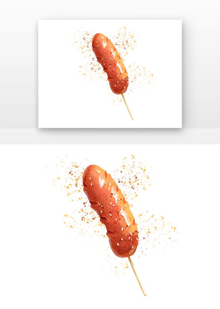 红色写实孜然烤肠单体插画元素图片下载