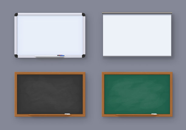现实的绿色黑板白色马克笔板和图片下载