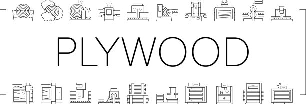 胶合板生产集合图标集图片下载