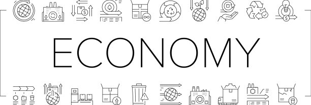 循环和线性经济模型图标集图片下载