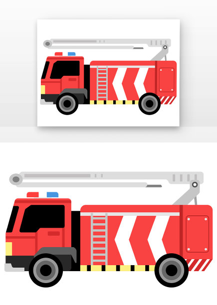 卡通矢量消防车图片下载