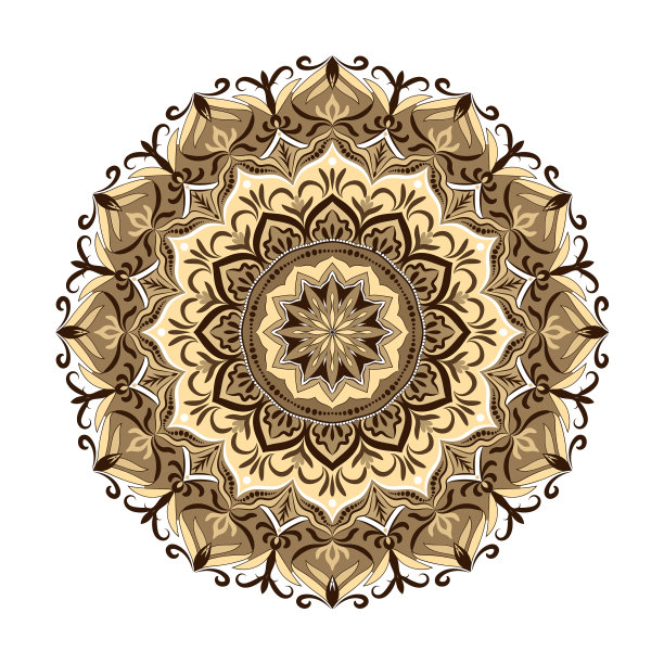 圆形装饰装饰花曼荼罗在棕色图片下载