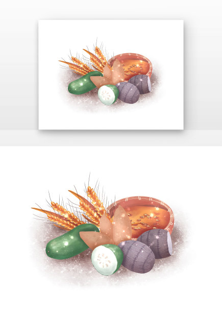 复古立秋谷物粮食组合元素图片下载