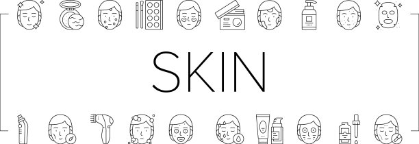 面部护肤治疗集图标集图片下载