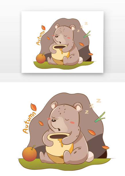 抱着蜂蜜罐的熊图片下载