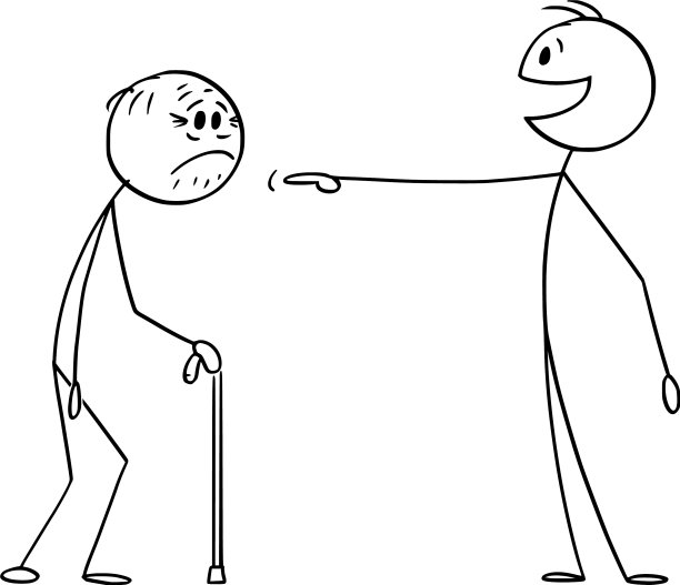 年轻人嘲笑或嘲笑老人图片下载