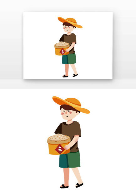 卡通人物搬运粮食图片下载