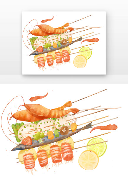烧烤烧烤串串美食鲜虾图片下载