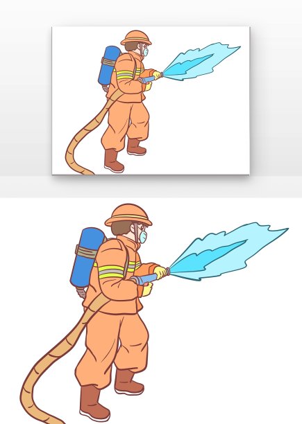 消防员拿着水枪灭火图片下载