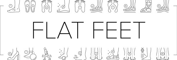 扁平足疾病收集图标集图片下载