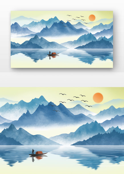 水墨风景插画图片下载