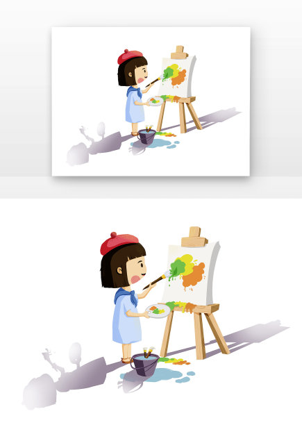 可爱女孩画画涂鸦美术图片下载