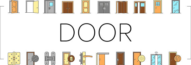 室内门类型收集图标集图片下载