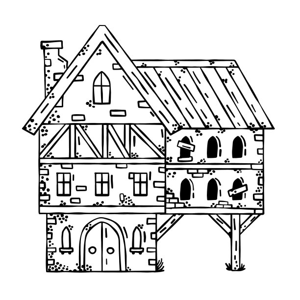 中世纪屋村建筑图片下载