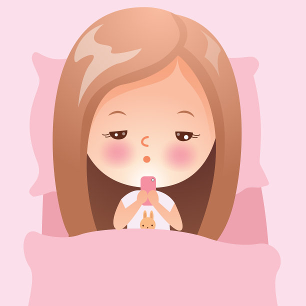 女生睡前玩手机图片下载