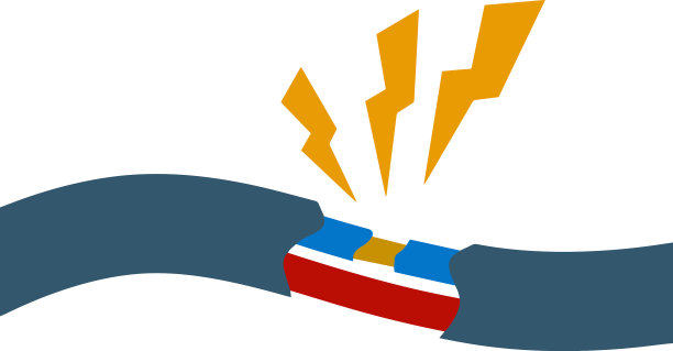 蓝色电缆损坏，红色电线图片下载