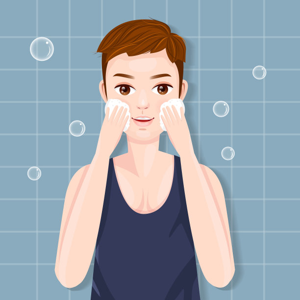 男人用洁面泡沫洗脸图片下载