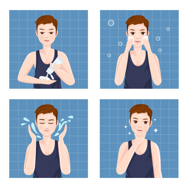 男人用洁面泡沫洗脸图片下载