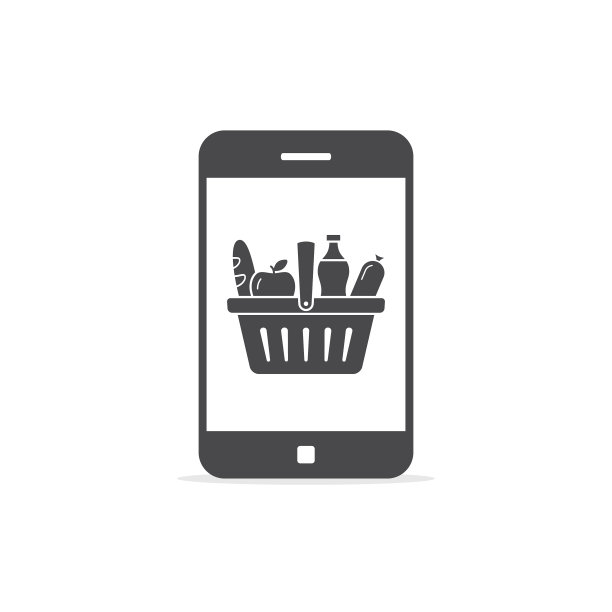 智能手机屏幕上的食品篮子图片下载