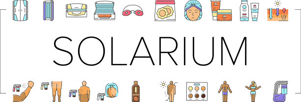 日光浴沙龙晒黑服务图标集图片下载