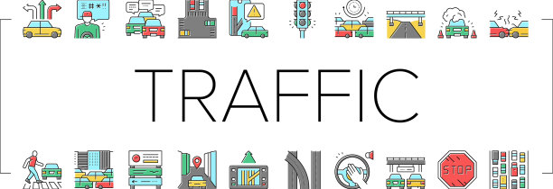 交通堵塞运输收集图标设置图片下载