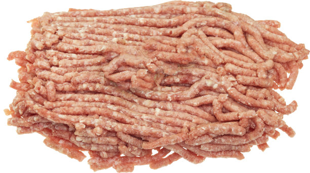 生肉剁碎，肉末，肉末，新鲜度隔离在白色背景图片下载