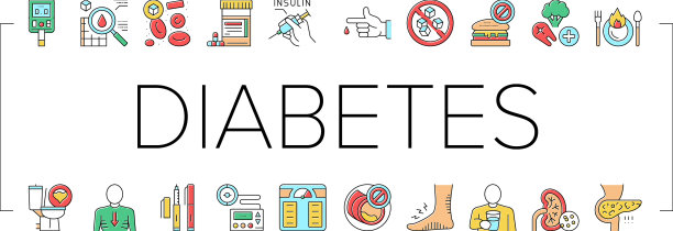 糖尿病治疗收集图标集图片下载