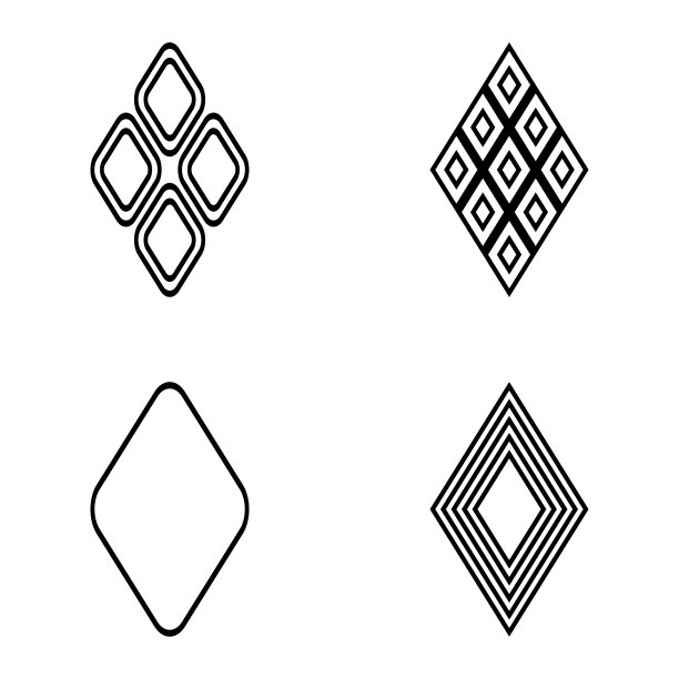 菱形平面图标设置孤立在白色背景图片下载