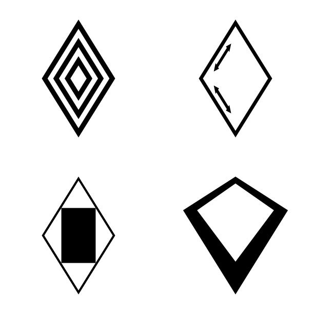 菱形平面图标设置孤立在白色背景图片下载