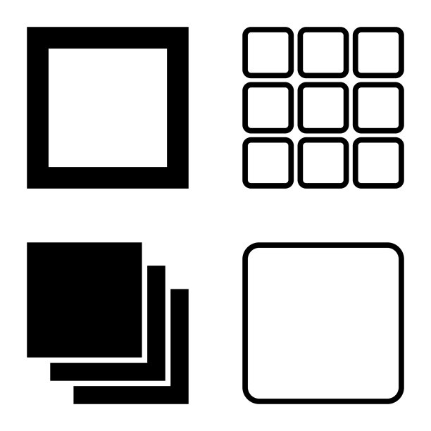方形平面图标设置孤立的白色背景图片下载
