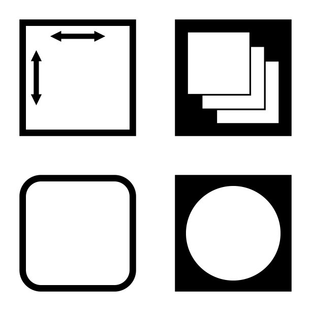方形平面图标设置孤立的白色背景图片下载