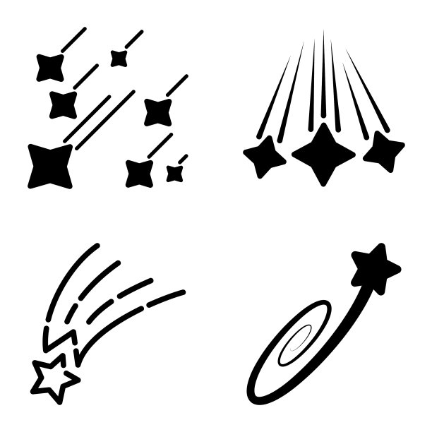 星落平面图标设置孤立在白色图片下载
