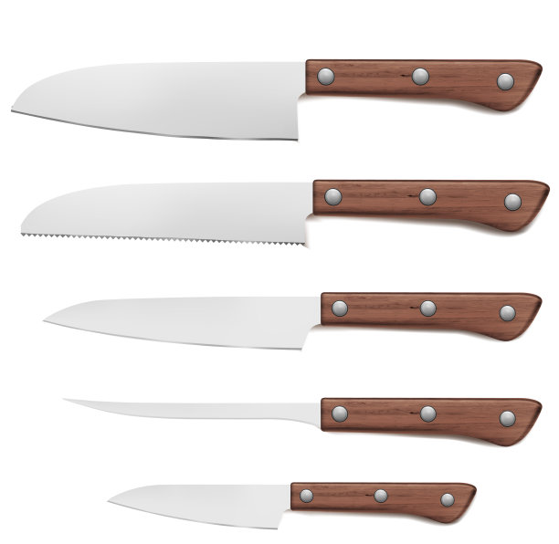 木制刀柄的厨房刀具图片下载