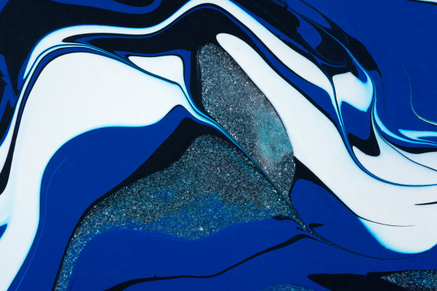 蓝白黑亚克力抽象创作趋势背景。流体的艺术质感。图片下载