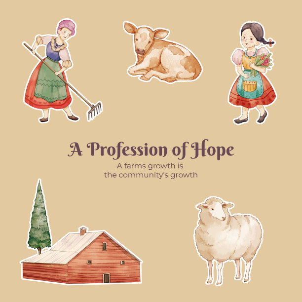 贴纸模板与欧洲民间农场生活图片下载