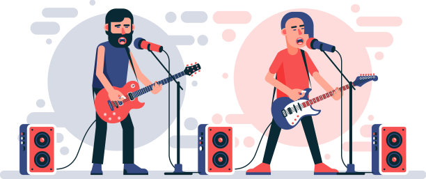 摇滚歌手用电吉他唱成图片下载