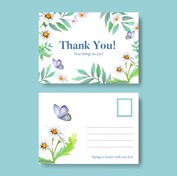 印有春花的明信片模板图片下载