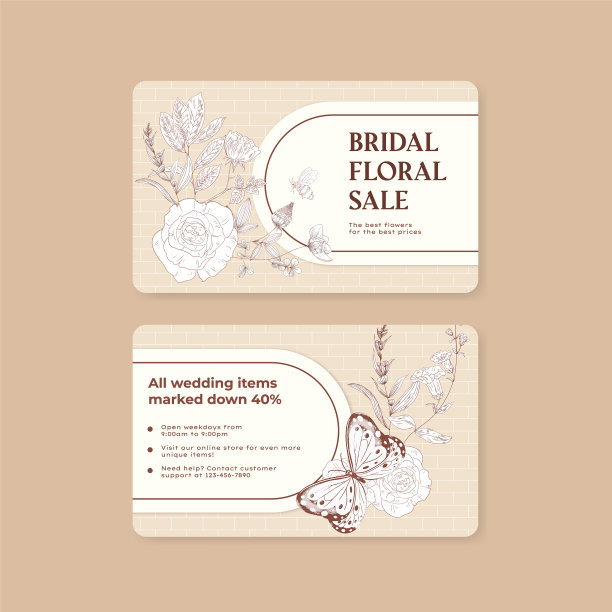 名片模板与春天的野花图片下载