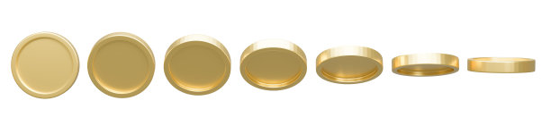 白底不同形状的金币收藏。图片下载