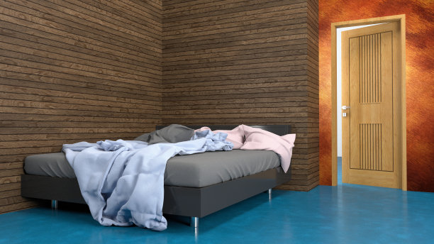 木门模型垂直中心从选定的木材，萨玛林达烤箱坎珀木材，柚木，莫兰蒂烤箱，默鲍乌烤箱，Bengkirai，乌林，在3D插图与照片质量4K和8K或全高清图片下载