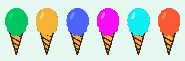 一套不同颜色的生冰淇淋图片下载