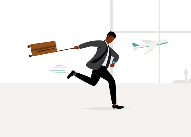 黑人商人在机场赶不上航班。图片下载