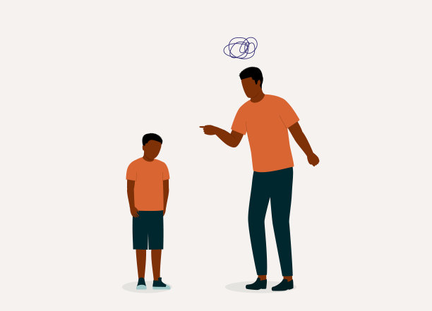 愤怒的黑人父亲管教儿子。图片下载