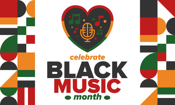 六月的黑人音乐月。非洲裔美国人音乐欣赏月。每年在美国庆祝一次。音乐的概念。海报，卡片，横幅和背景。矢量图图片下载