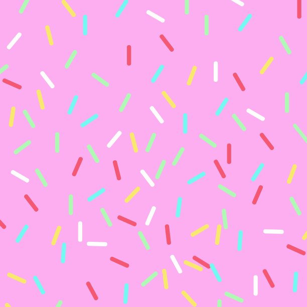 明亮的无缝的背景。模仿洒在甜甜圈上。浅粉色背景的多色棒。无缝模式。图片下载
