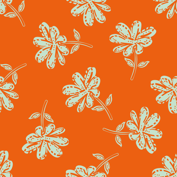 野生草甸花无缝矢量模式背景。现代风格的热带野花背景。手绘线艺术轮廓剪影植物设计。庭园花圃核心美学。图片下载